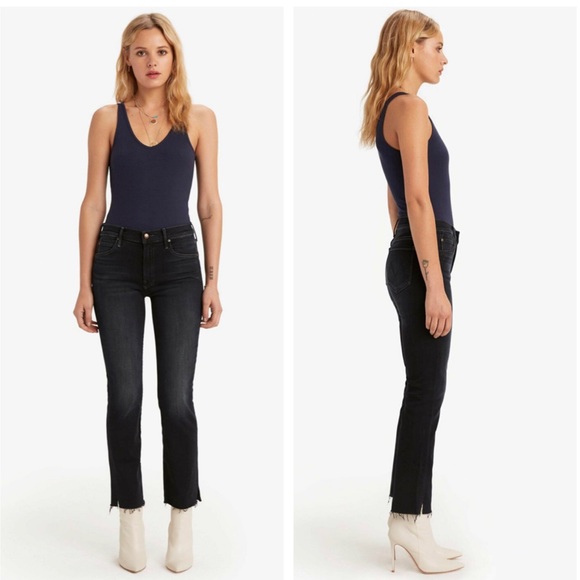 MOTHER Rascal Ankle Snippet Cropped Jeans in BLACKBIRD SIZE 24 - Picture 3 of 15